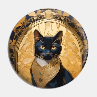 Black Cat and Gold Leaf Pin