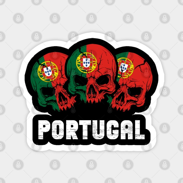 Portugal Flag Skulls With Text Magnet by Fusti