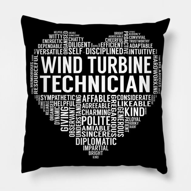 Wind Turbine Technician Heart Pillow by LotusTee