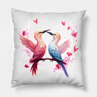 Valentine Kissing Gannet Bird Couple Pillow