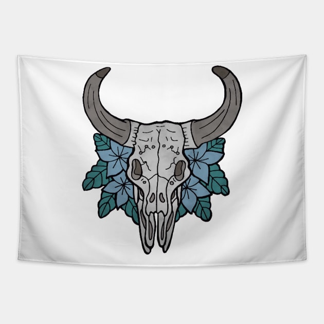 Cow Skull Pocket Patch Tapestry by Downtown Rose