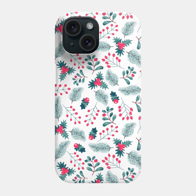 Watercolor Holiday Florals Phone Case by Sandra Hutter Designs