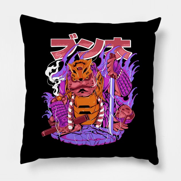 Colorful Japanesse Frog Ninja Pillow by mazyoy