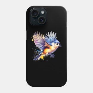 Watercolor Flying Tufted Titmouse Phone Case