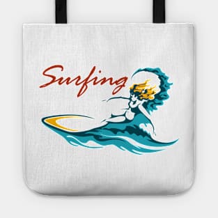 Surfing Club or Camp Emblem Tote