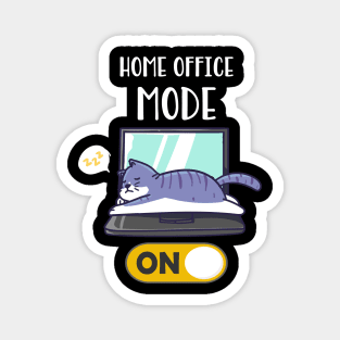 Home Office Mode On Lazy Cat On Laptop Fun Magnet