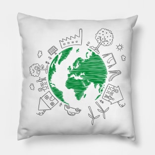 Sketchy earth day Pillow