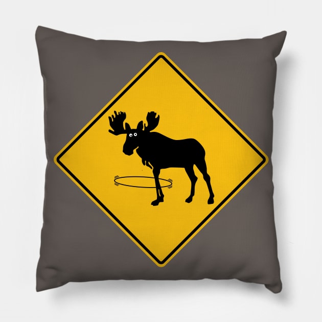 Hula Hooping Moose Crossing Pillow by NeddyBetty