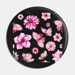 Soft Pink Butterflies and Flowers Pin