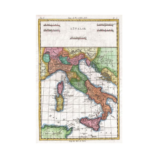 Vintage Map of Italy (1780) by Bravuramedia