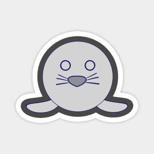 Kawaii Funny Shocked Staring Expression Grey Baby Seal Magnet