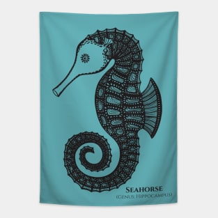 Seahorse with Common and Scientific Names - cool sea animal design Tapestry