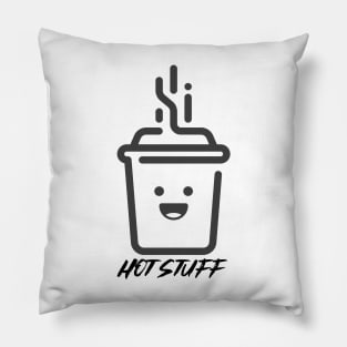 Hot Stuff Coffee Tea Cartoon Funny Pillow