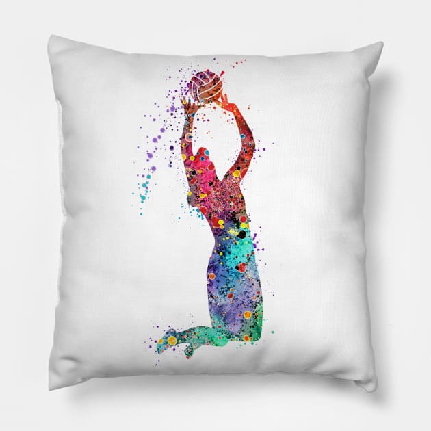 Volleyball Girl Player Setter Watercolor Art Sports Gifts Pillow by LotusGifts