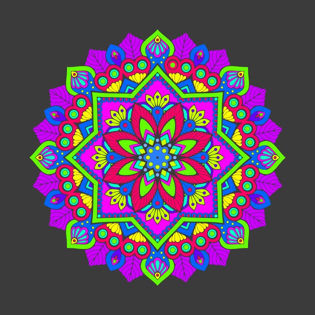 Bright Colorful Mandala Art by AlondraHanley