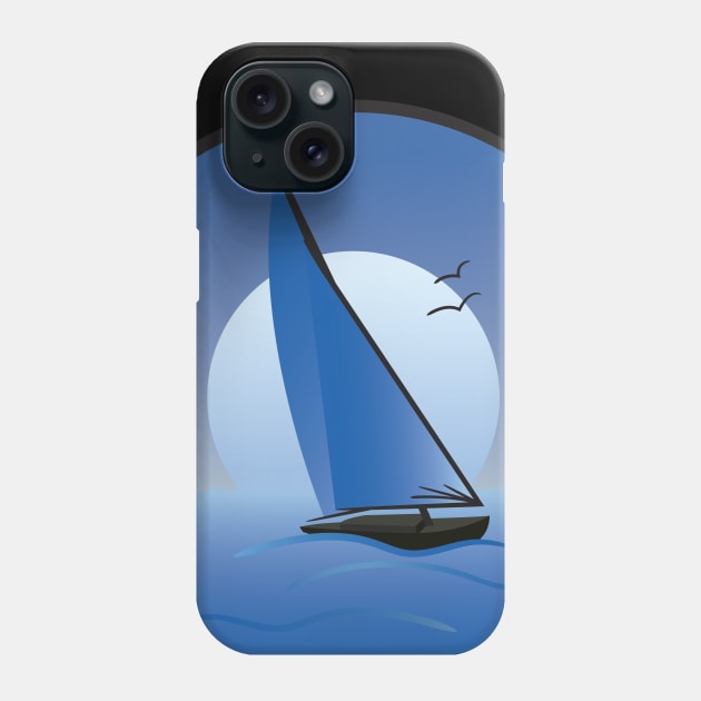 Sailboat with a Blue Moon Phone Case by PauHanaDesign