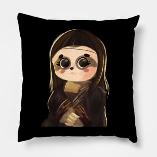 slowlisa with no background, beautiful sloth named lisa like mona lisa Pillow