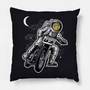 Astronaut Motorbike Dogecoin DOGE Coin To The Moon Crypto Token Cryptocurrency Wallet Birthday Gift For Men Women Kids Pillow