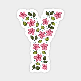 Floral Monogram Letter Y Magnet