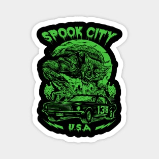 "SPOOK CITY" GREEN Magnet