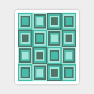 Sixties and seventies geometric pattern in green tones Magnet