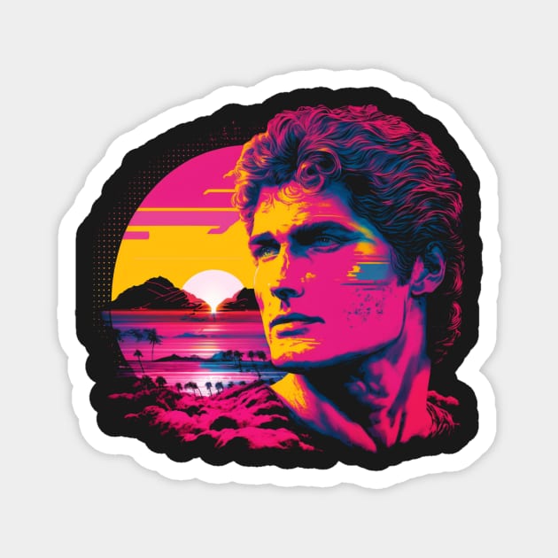 Synthwave David Hasselhoff Magnet by nickedenholm