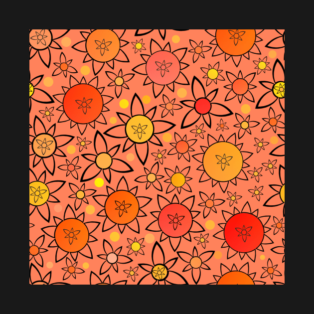 Flower Suns Warm on Dark PeachRepeat 5748 by ArtticArlo