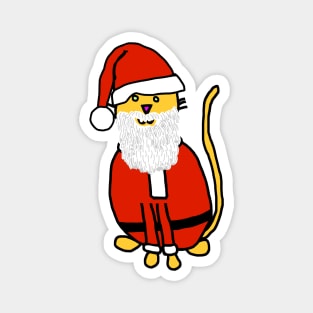 Yellow Christmas Cat in Santa Suit Magnet