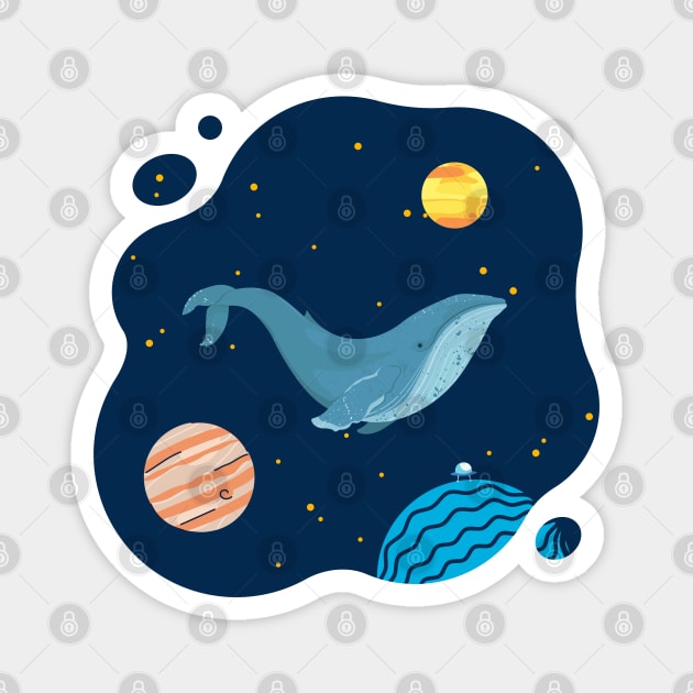 Whale In Cosmos Magnet by Gaspar Luik