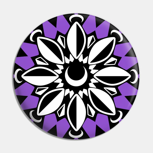 Abstract Moon Flower Print (Purple) Pin by Axiomfox