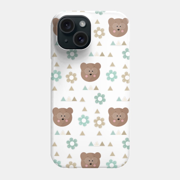 Vector seamless pattern with cute bears. Phone Case by Victoria's Store