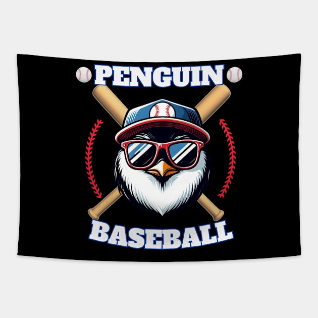 penguin baseball Tapestry by jijo.artist