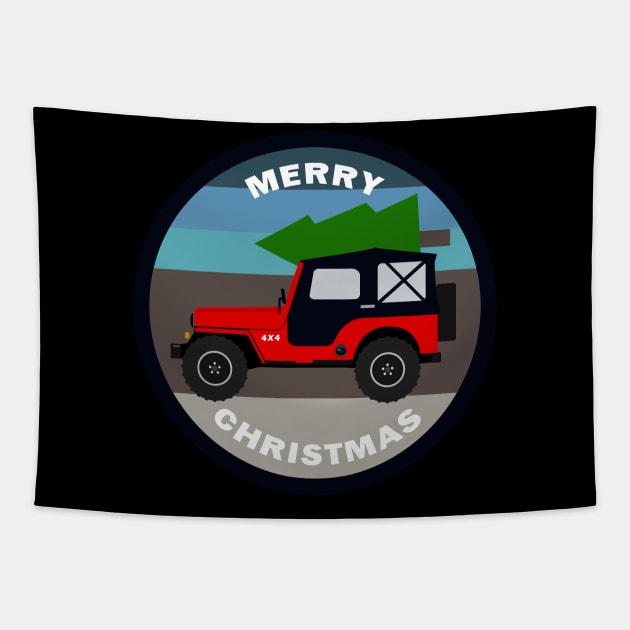 [JEEP] Driving Home for Christmas Tapestry by sojeepgirl