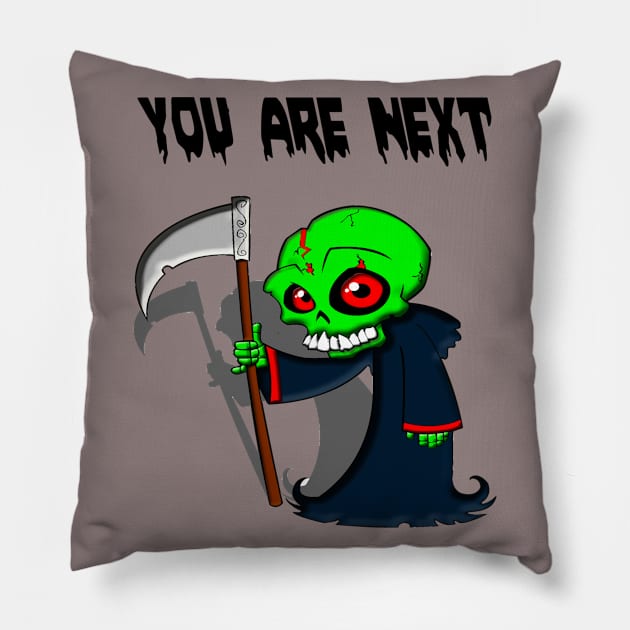 green grim reaper Pillow by creativeminds