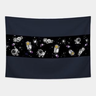 Sci Fi Astronaut Animals Floating In Wide Space Tapestry