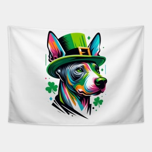 American Hairless Terrier in Saint Patrick's Day Spirit Tapestry