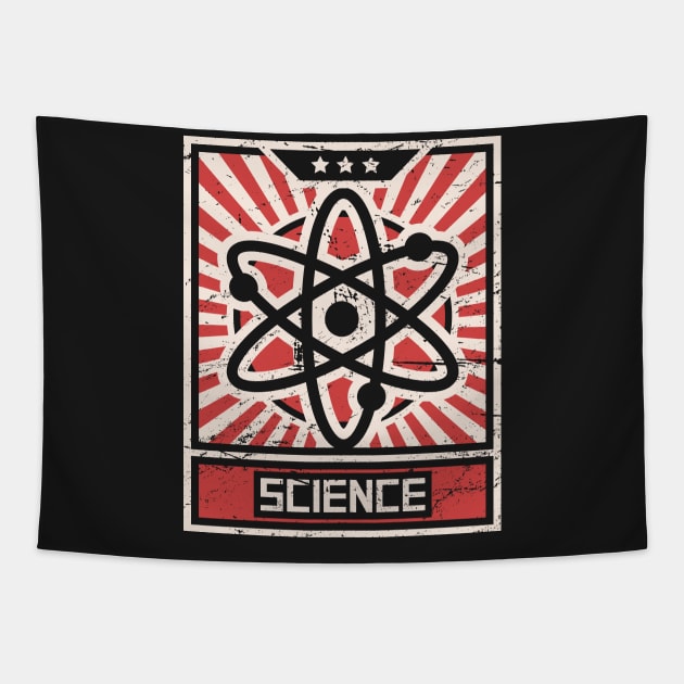 SCIENCE | Vintage Atom Propaganda Tapestry by MeatMan