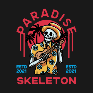 Paradise Skull With Guitar In the Beach T-Shirt