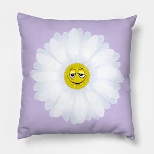 White Smiley Flower Pillow