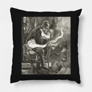 Victorian fireman rescuing a child Pillow