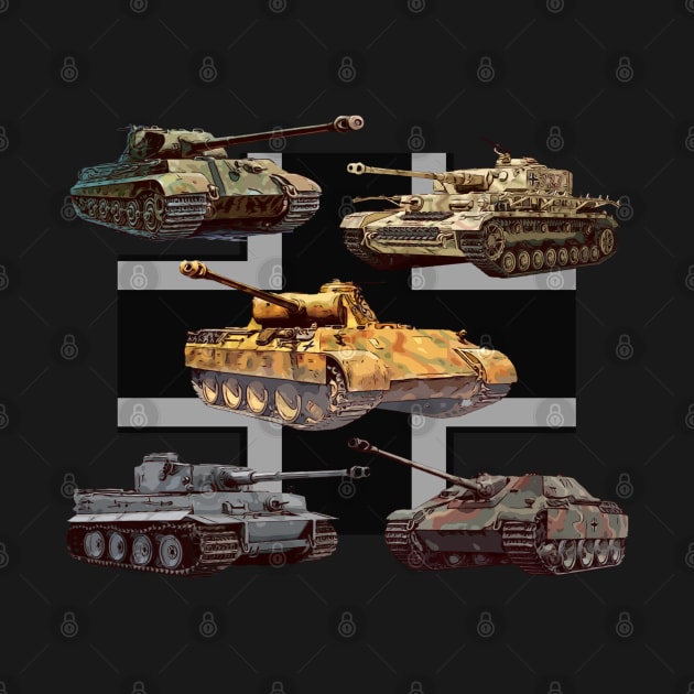 German Tanks WW2 V Panther Jagdpanther Tiger 1 Tiger 2 by F&L Design Co.