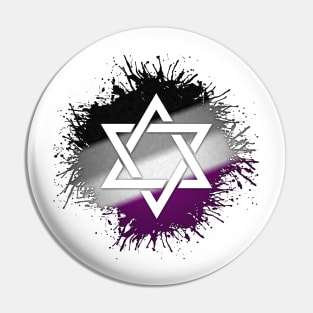 Paint Splatter Asexual Pride Star of David Symbol Pin