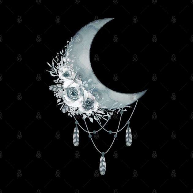 Moon Dream Catcher Flowers Gift Idea by Macphisto Shirts