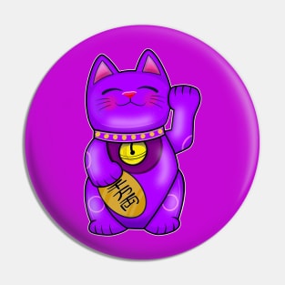 Purple For Oppurtunity Maneki Neko Lucky Cat Pin