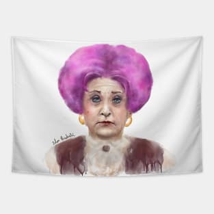 Funny Looking Old Lady with Crazy Pink Wig Tapestry