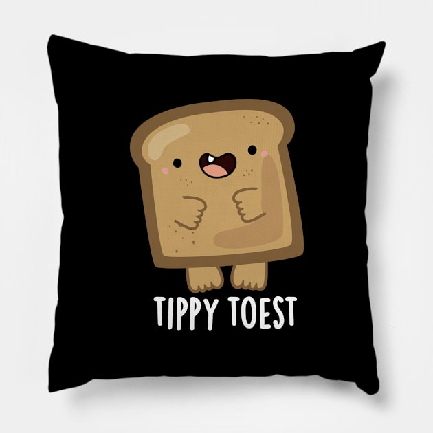 Tippy Toest Cute Tippy Toe Toast Pun Pillow by punnybone