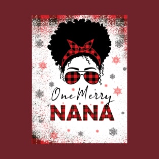 Bleached One Merry Nana Messy Bun Buffalo Leopard Christmas T-Shirt