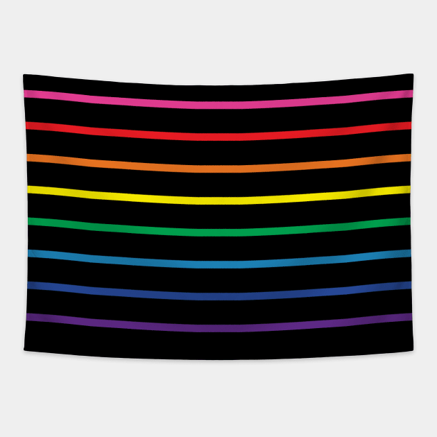 Gay Pride Flag Original Rainbow Stripes Black Background Tapestry by SapphicReality