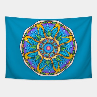 Seahorse Marine Life Abstract Mandala Pattern Design Tapestry