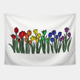 Pride flag tulips Tapestry